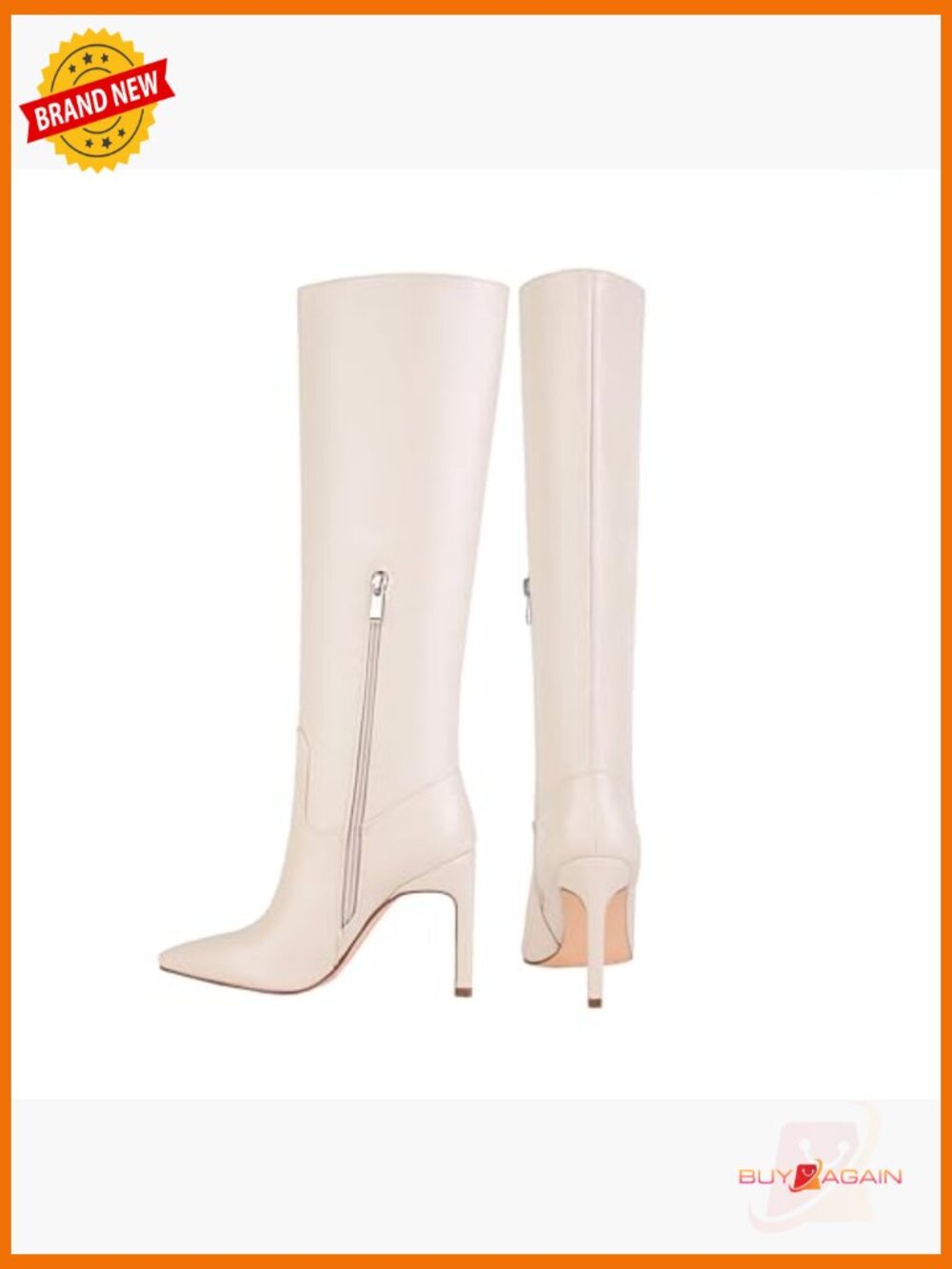Stiletto High Heels Knee High Boots Zipper Pointed Toe - Picture 4 of 7